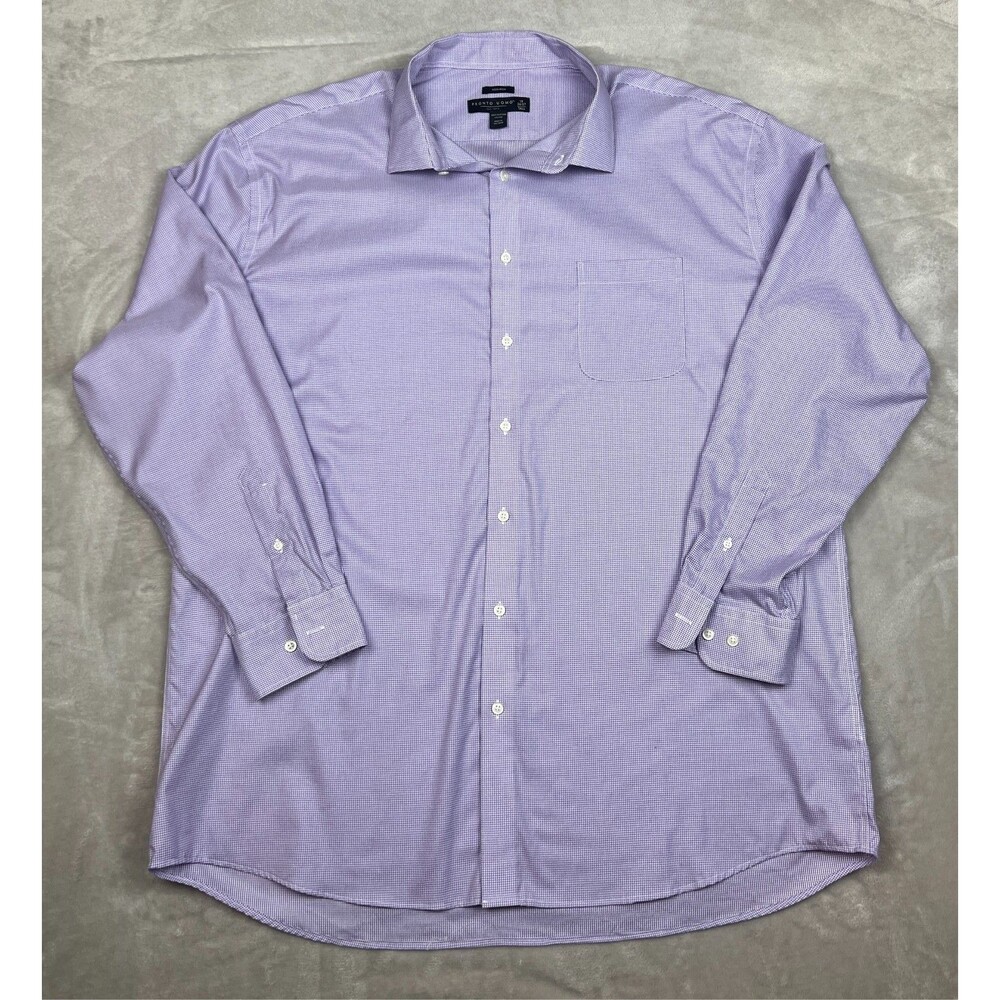 Pronto Uomo Mens Purple Dress Shirt 19 36/37 Tall Classic Fit Business Work